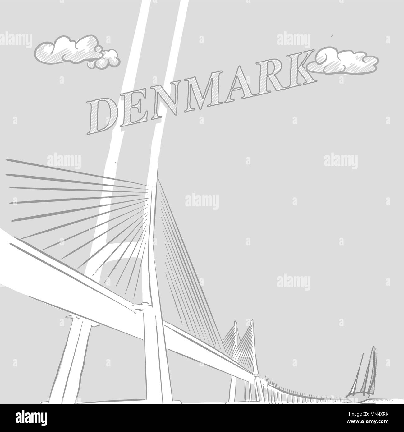 Danimarca travel marketing, disegnato a mano disegno vettoriale Illustrazione Vettoriale