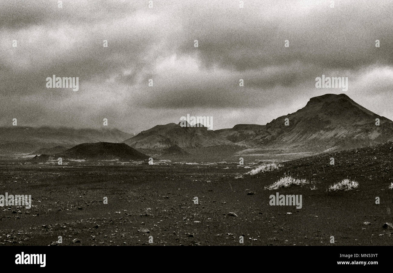 Mori vulcanica sulla strada di Landmannalaugar, nelle vicinanze del vulcano Hekla. L'Islanda. Foto Stock