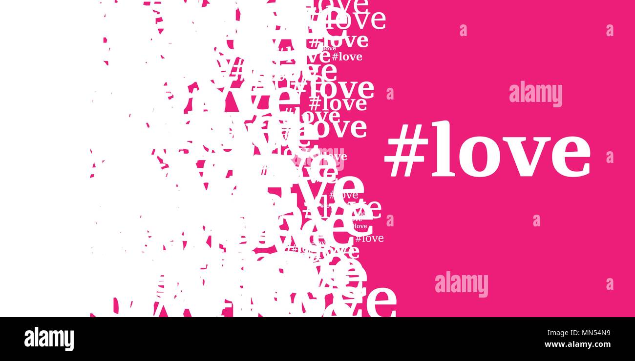 Iscrizione amore con hashtag su sfondo rosa. Modello senza giunture Illustrazione Vettoriale