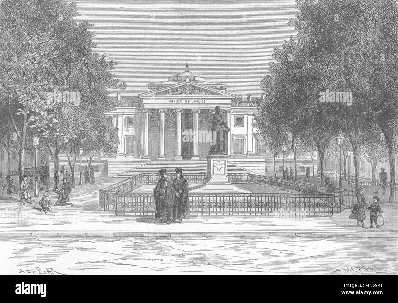 BOUCHES-DU-Rhône. Marsiglia. Le Palais de Justice 1880 antica stampa Foto Stock