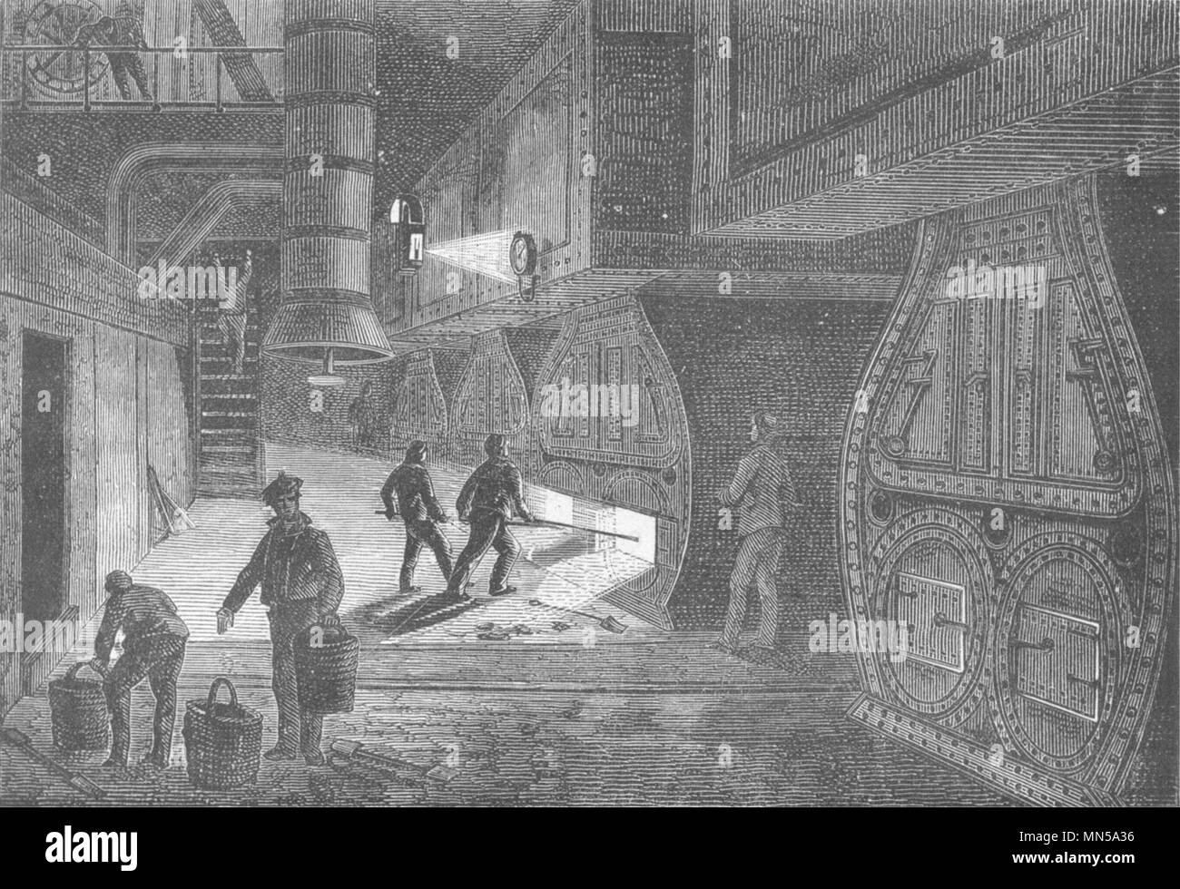 SEINE-MARITIME. Le Havre. chaufferies de macchina a bord du Canada 1880 stampare Foto Stock