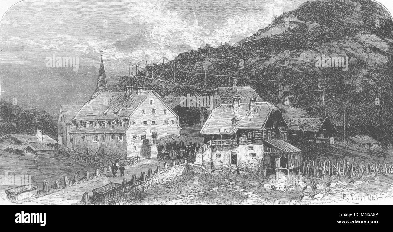 AUSTRIA. Alto Adige & Alpi Orientali. St Christoph, Arlberg percorso c1893 stampa vecchi Foto Stock