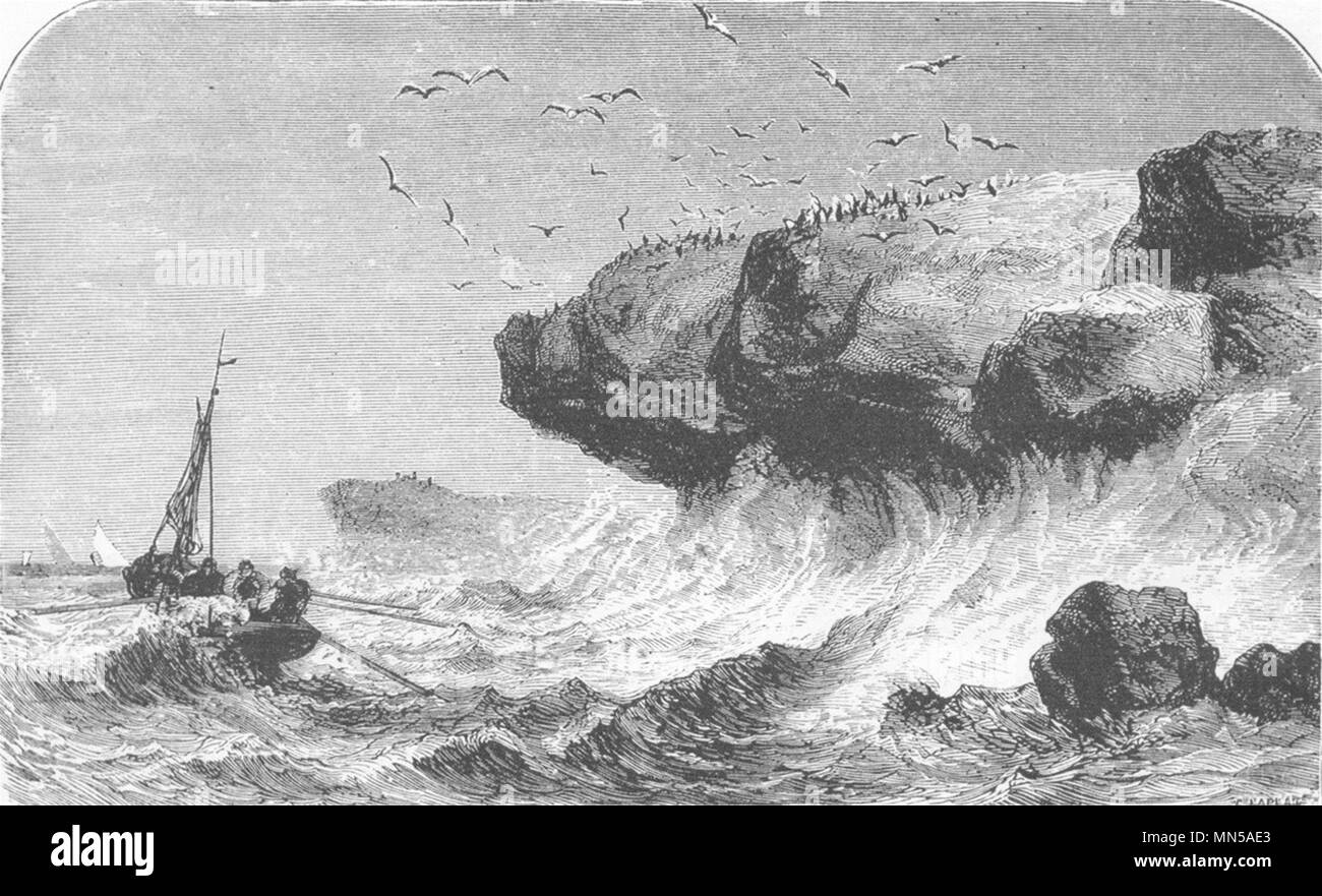 MORBIHAN. Costa del Quiberon, nel nord-ovest della Francia c1878 antica stampa Foto Stock