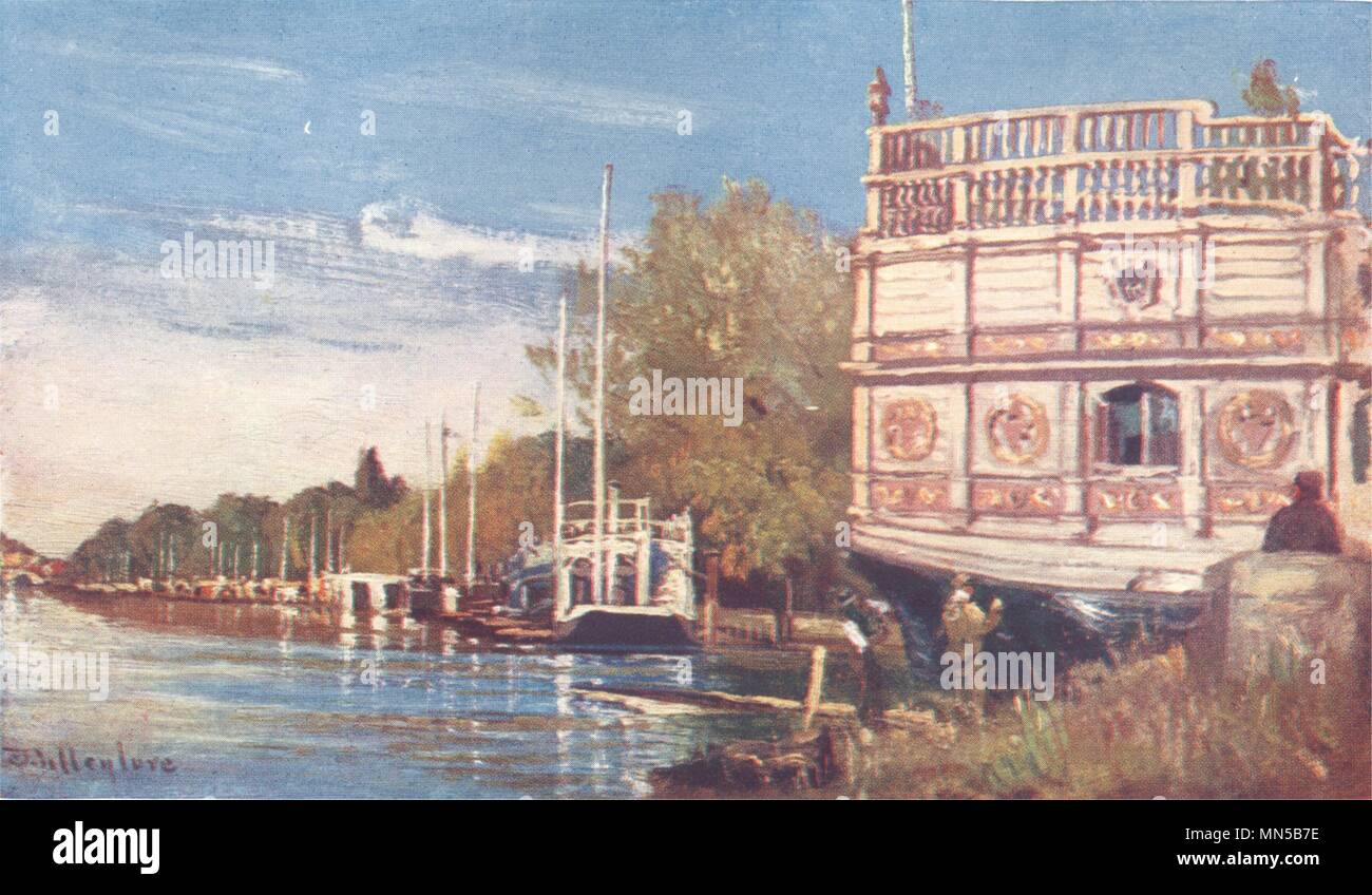OXFORD. Il fiume Isis 1903 antica vintage delle immagini di stampa Foto Stock