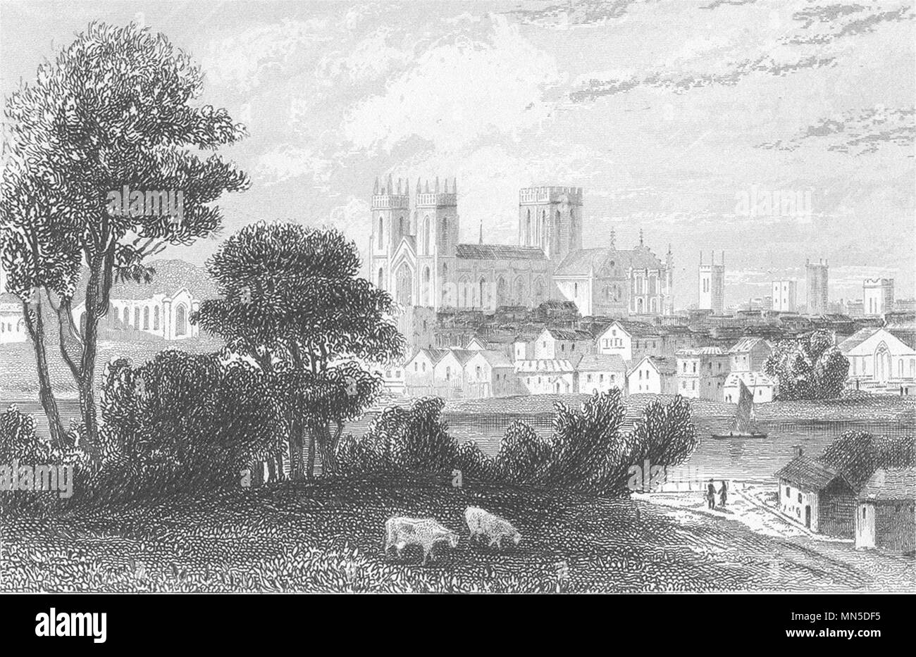 YORKSHIRE. La città di York. DUGDALE 1845 antica vintage delle immagini di stampa Foto Stock