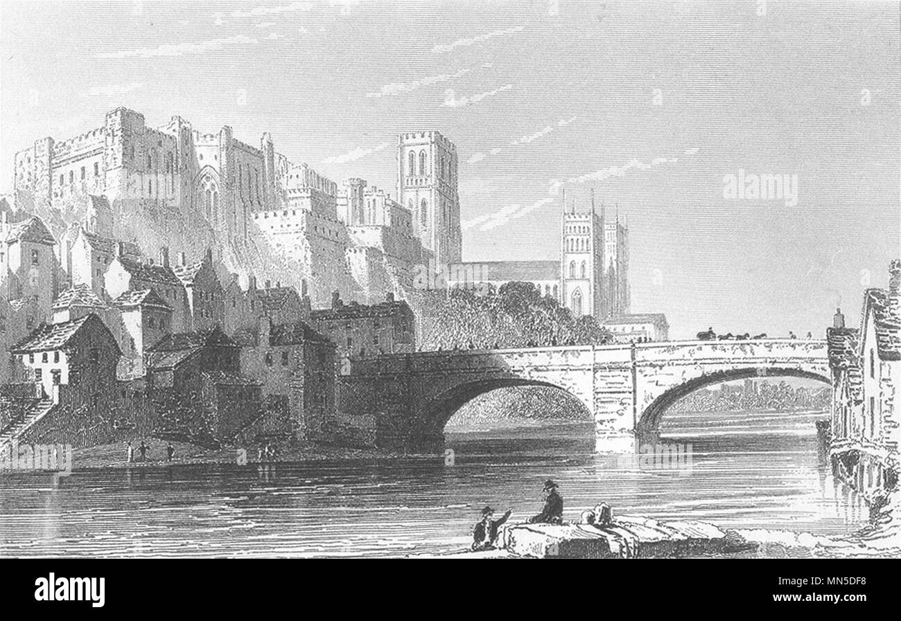 DURHAM. Città di Durham. DUGDALE 1845 antica vintage delle immagini di stampa Foto Stock