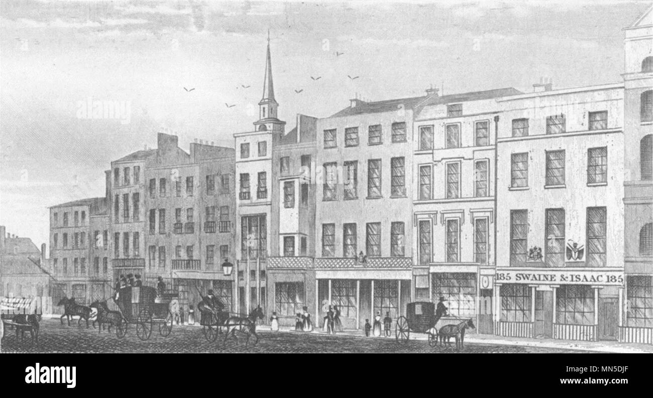 Londra. Piccadilly, Londra, Middlesex. DUGDALE 1845 antica immagine di stampa Foto Stock