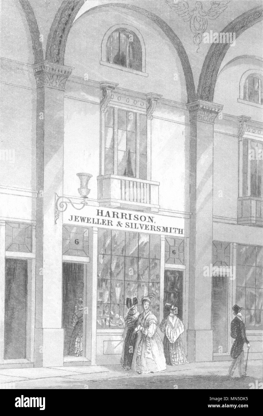 Londra. Interno del Lowther Arcade, Strand, Londra. DUGDALE 1845 antica stampa Foto Stock