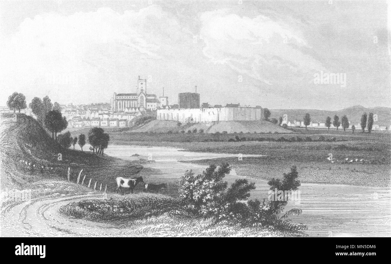 CUMBRIA. Città di Carlisle, Cumberland. DUGDALE 1845 antica immagine di stampa Foto Stock