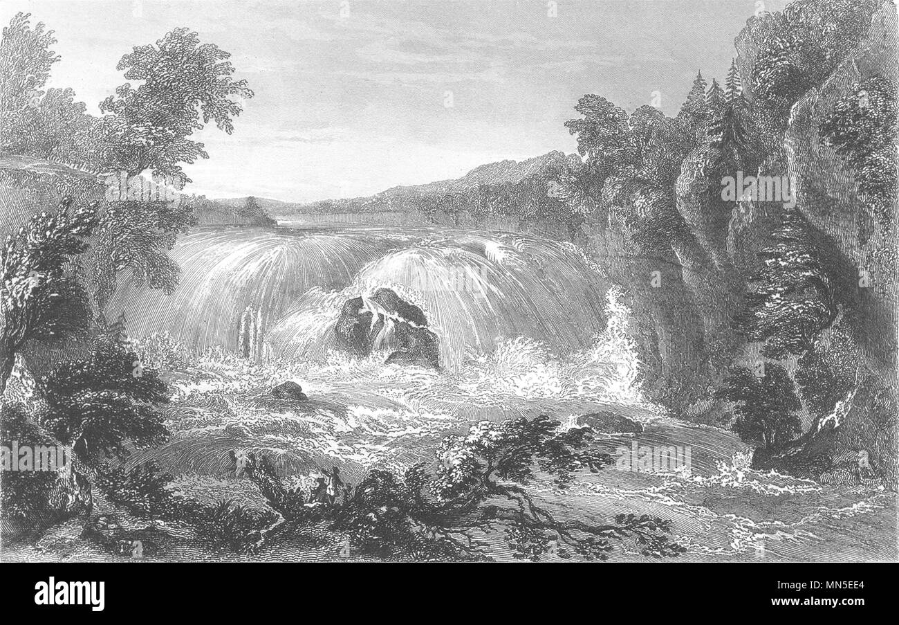 Lo stato di New York. Vista la grande Cohoes Falls sul fiume Mohawk 1850 stampare Foto Stock