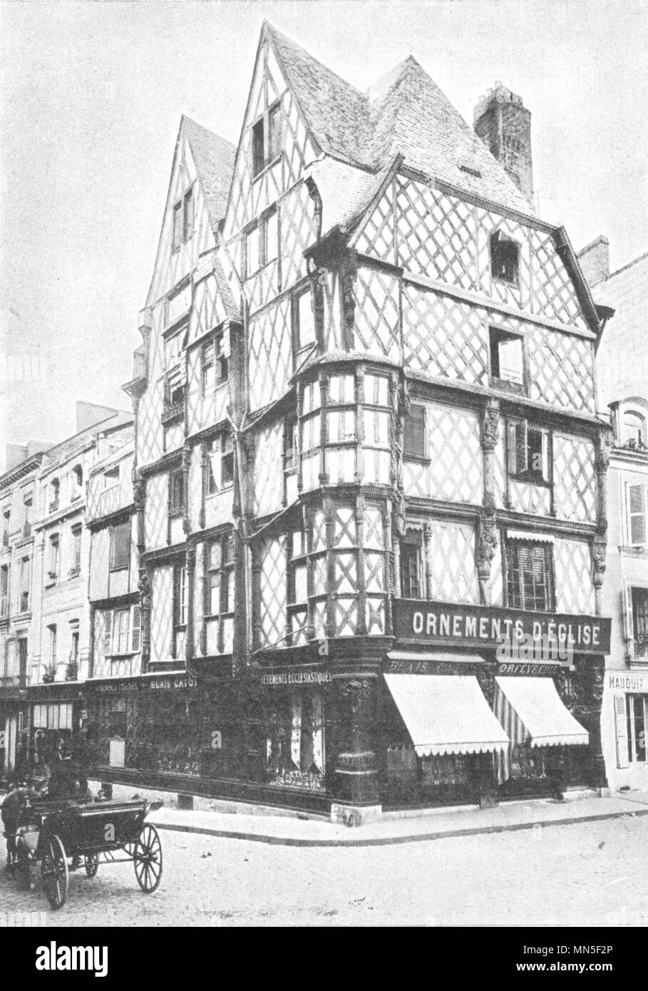 MAINE-et-Loire. Angers. La Maison D'Adamo 1900 antica immagine di stampa Foto Stock