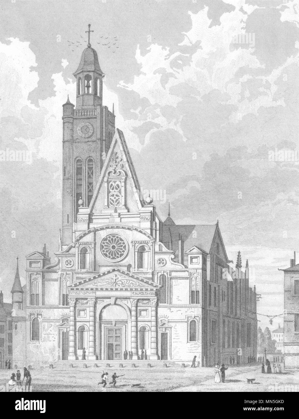 LOIRE. Eglise de Saint-etienne- du- Mont 1831 antica immagine di stampa Foto Stock
