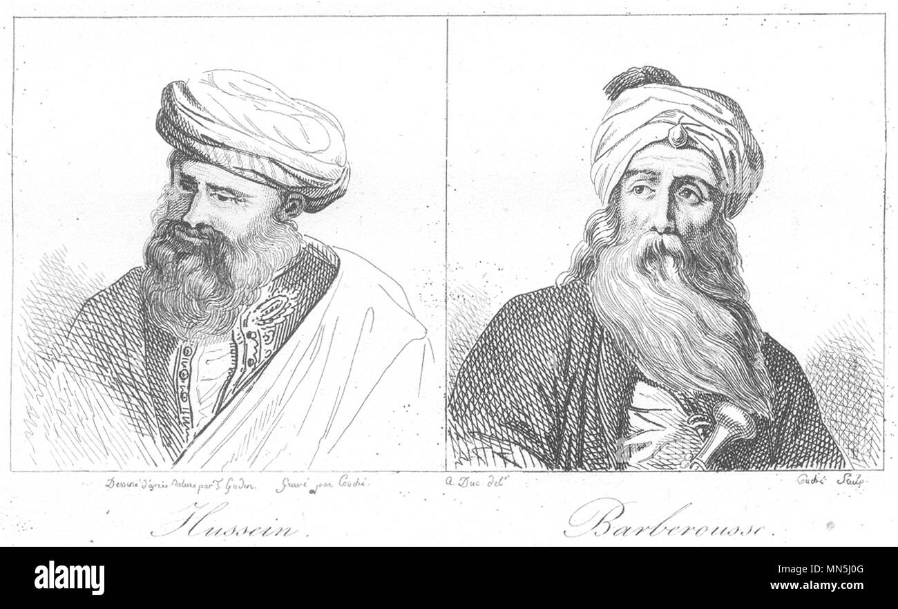 In Algeria. État d'Alger. Hussein; Barberousse 1835 antica immagine di stampa Foto Stock