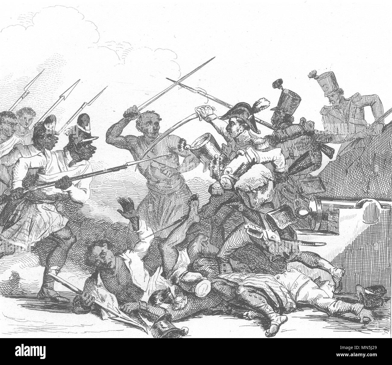 MADAGASCAR. Combattere de Foulpointe 1835 antica vintage delle immagini di stampa Foto Stock