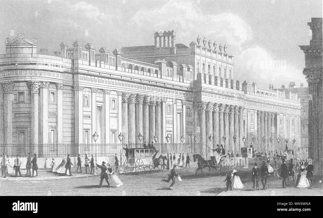Città di Londra. La Banca d'Inghilterra. DUGDALE c1840 antica immagine di stampa Foto Stock