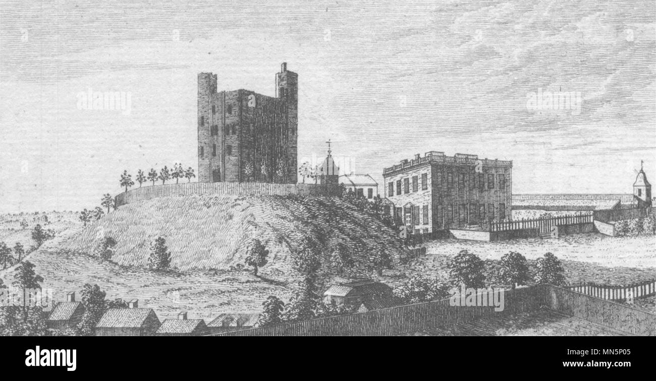 ESSEX. Il sud-ovest vista del Castello Henningham 1769 antica immagine di stampa Foto Stock