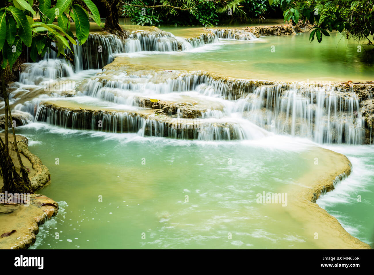 Kuang Si cascate, Luang Prabang, nel nord del Laos Foto Stock