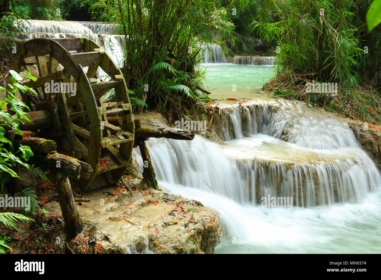 Kuang Si cascate, Luang Prabang, nel nord del Laos Foto Stock