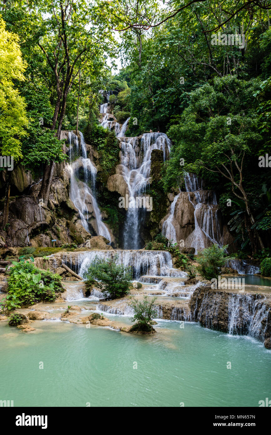 Kuang Si cascate, Luang Prabang, nel nord del Laos Foto Stock