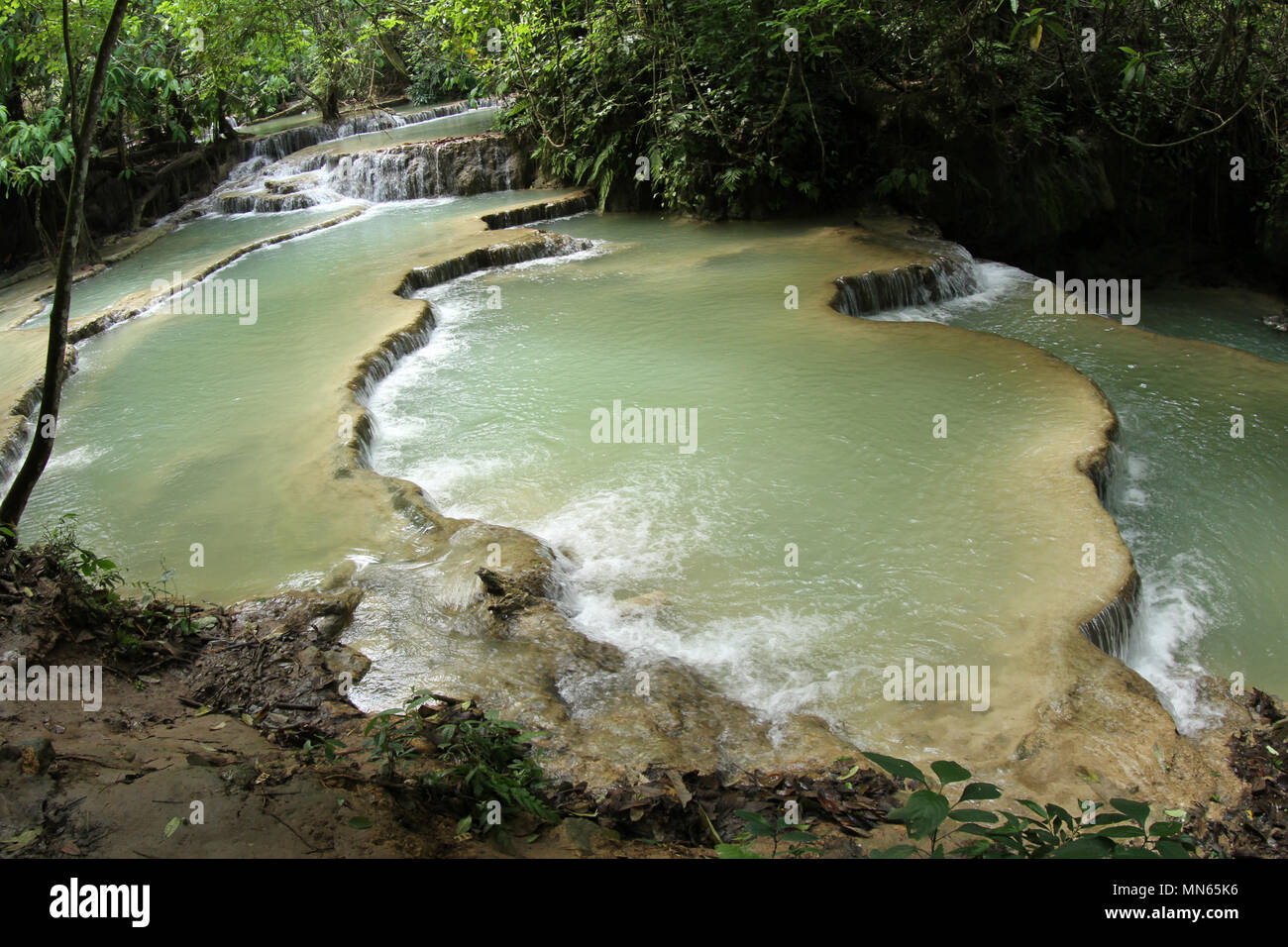 Kuang Si cascate, Luang Prabang, nel nord del Laos Foto Stock