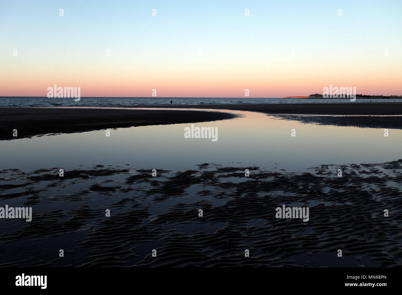 La luce del tramonto sulla Punta Cuevas, Puerto Madryn, Chubut Provincia, Argentina, Patagonia. Foto Stock