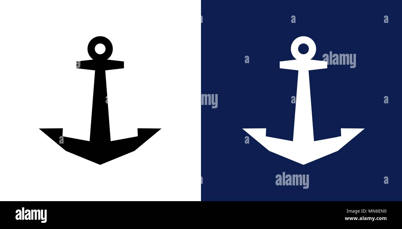 Le navi di ancoraggio icona vettore nero e inversione Illustrazione Vettoriale