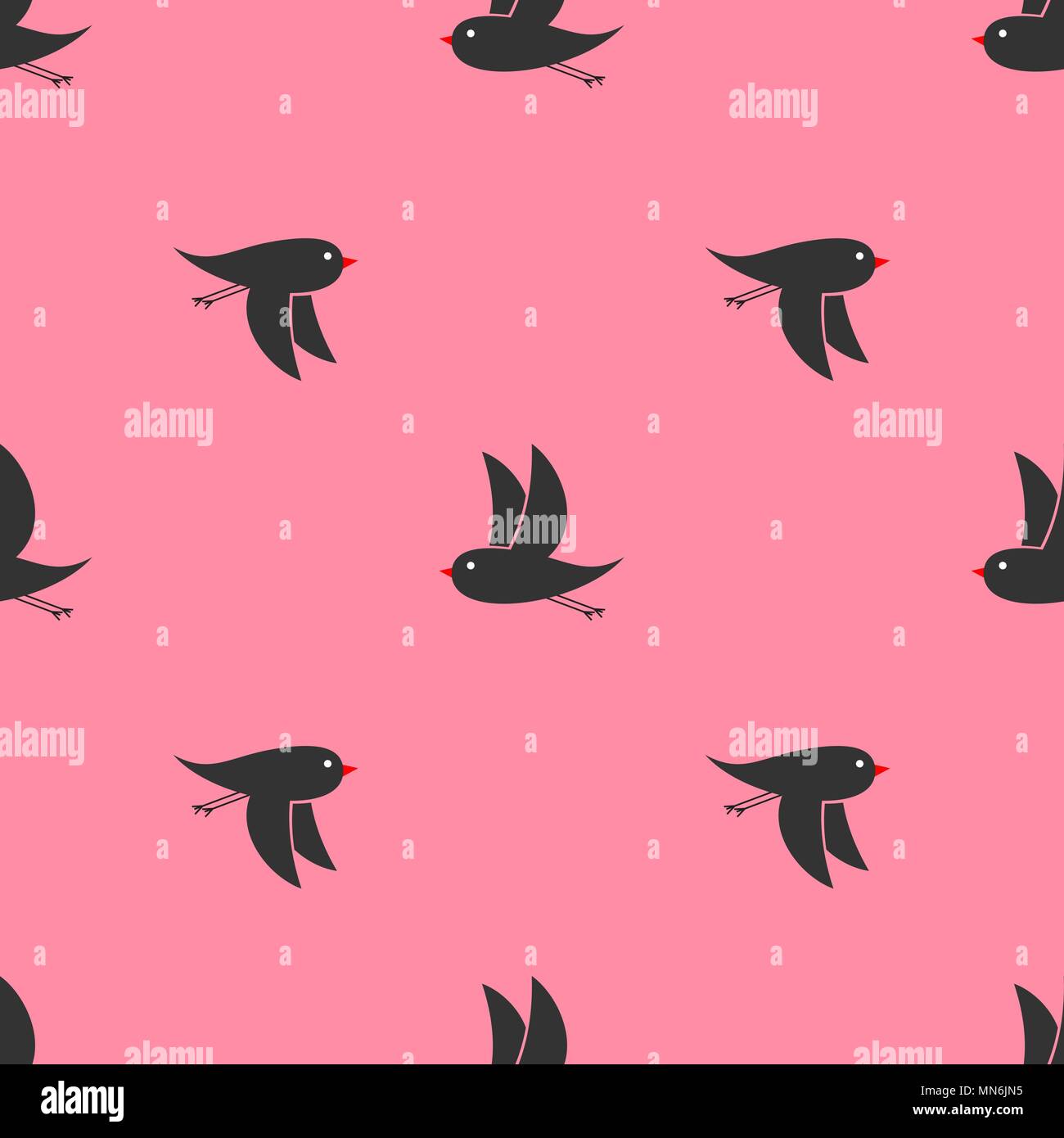 Uccellini su un sfondo rosa.pattern senza giunture Illustrazione Vettoriale