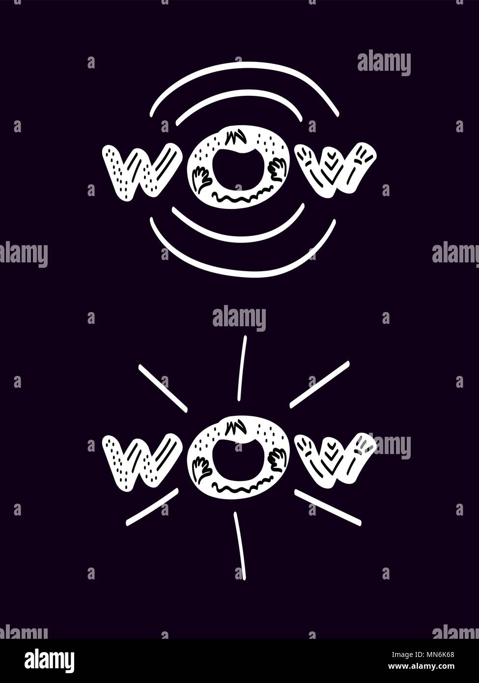 Iscrizione di WOW. Disegnato a mano parola di design per la carta, stampa poster, emblema, tessile, un panno di carta. Illustrazione Vettoriale Illustrazione Vettoriale
