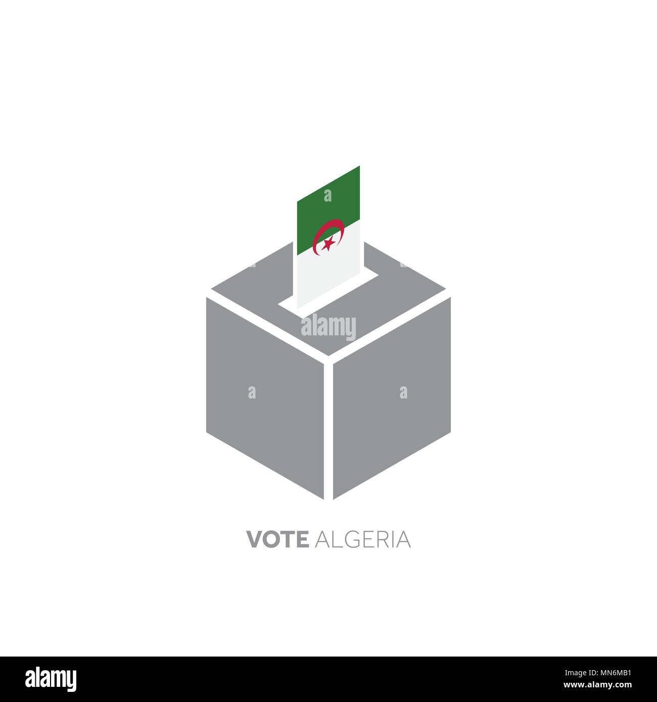 Algeria il concetto di voto. Bandiera nazionale e urne. Illustrazione Vettoriale