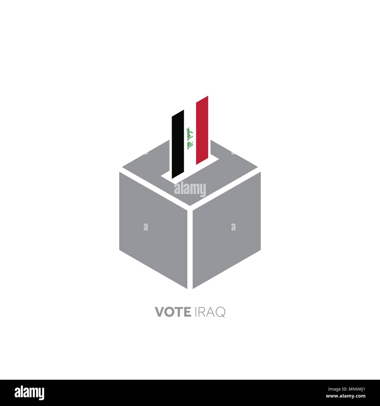 Iraq il concetto di voto. Bandiera nazionale e urne. Illustrazione Vettoriale