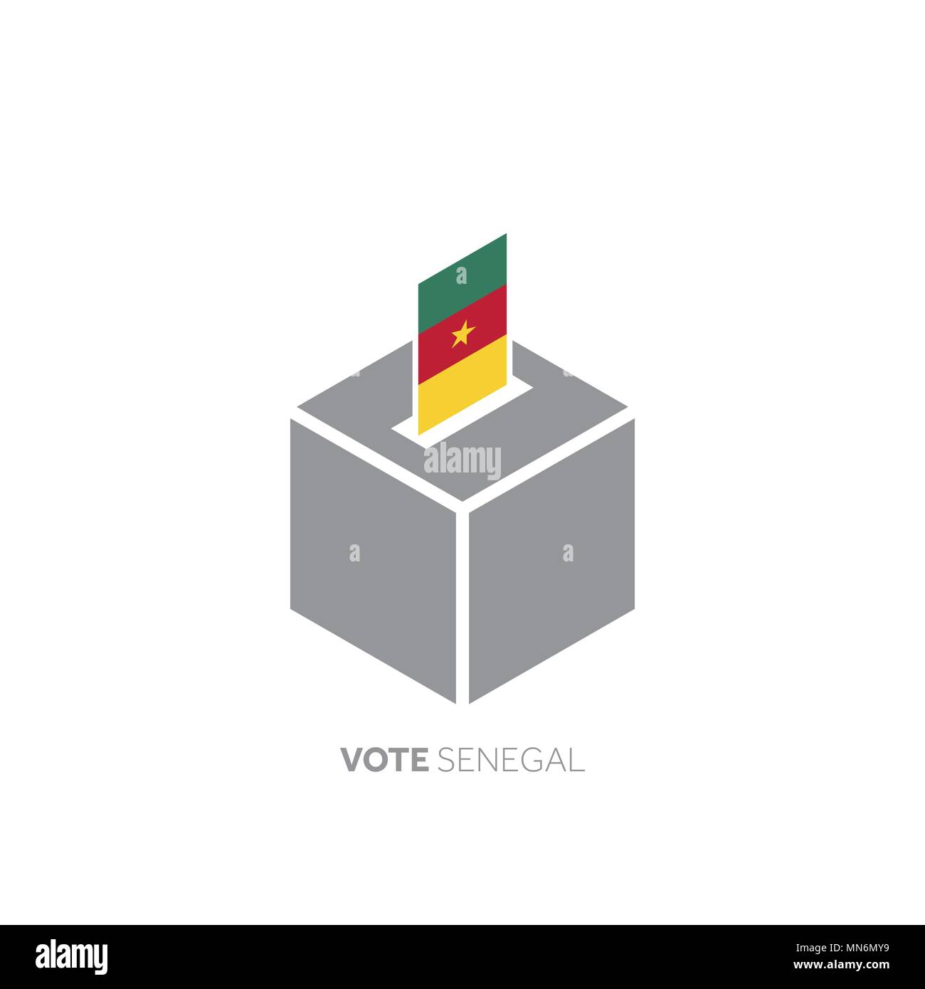 In Senegal il concetto di voto. Bandiera nazionale e urne. Illustrazione Vettoriale