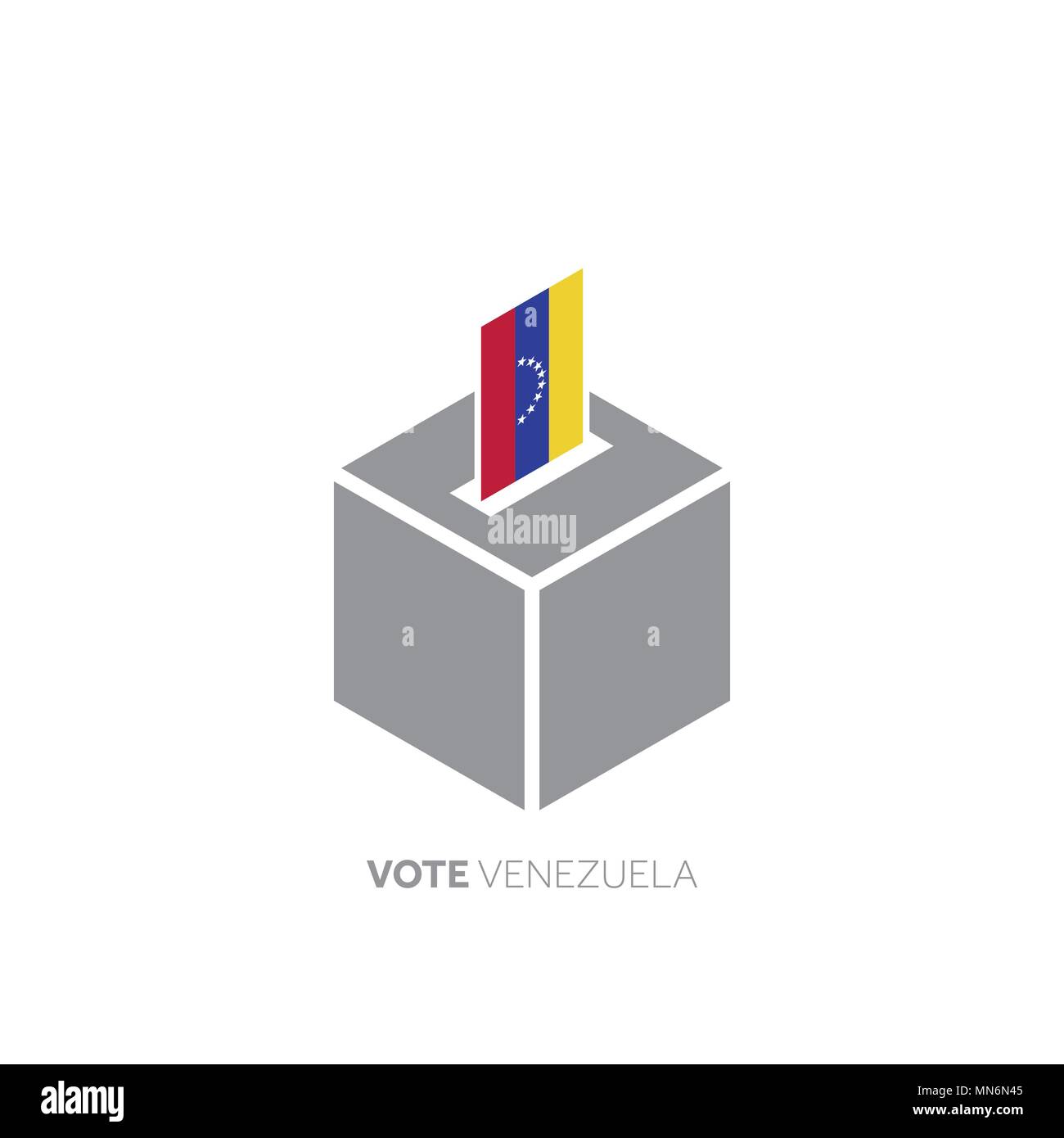 In Venezuela il concetto di voto. Bandiera nazionale e urne. Illustrazione Vettoriale