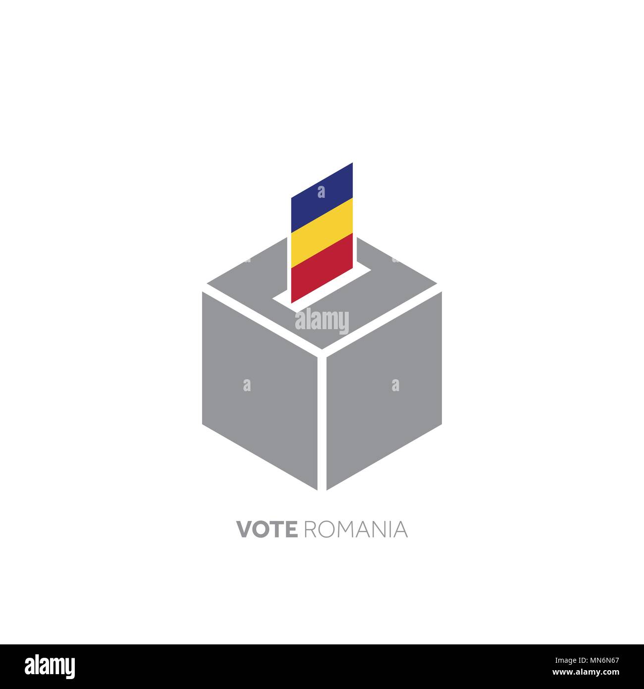La Romania il concetto di voto. Bandiera nazionale e urne. Illustrazione Vettoriale
