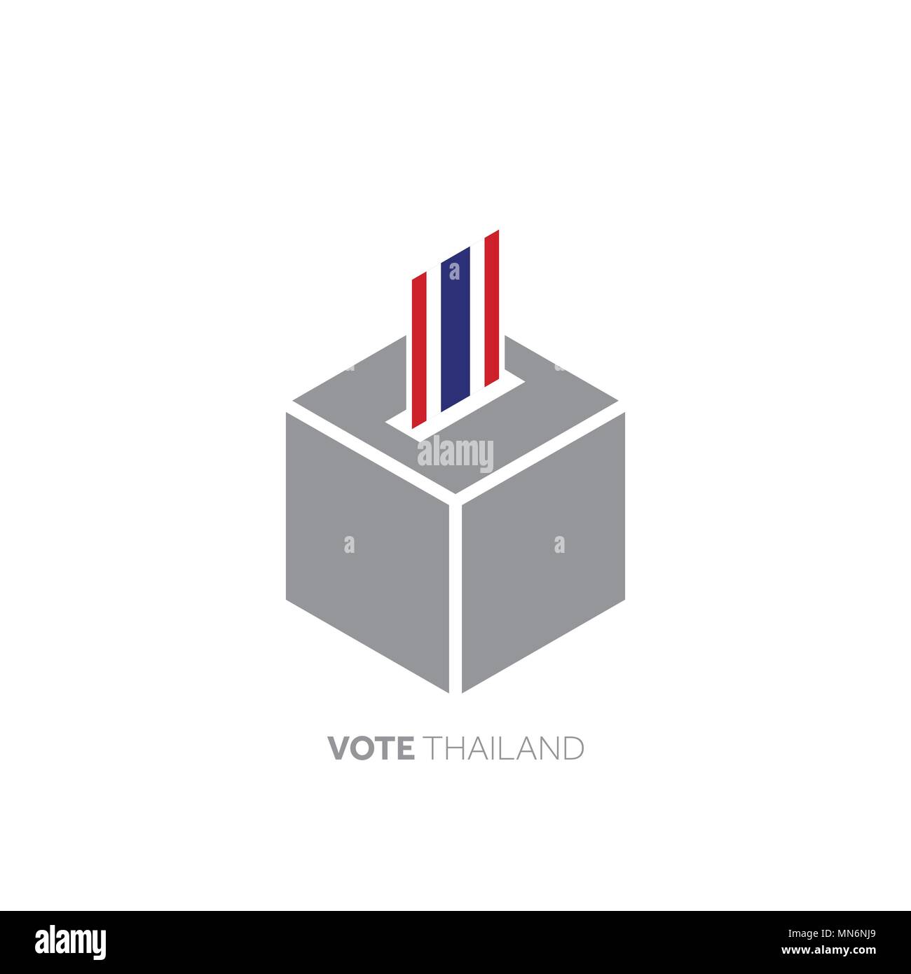 Thailandia il concetto di voto. Bandiera nazionale e urne. Illustrazione Vettoriale