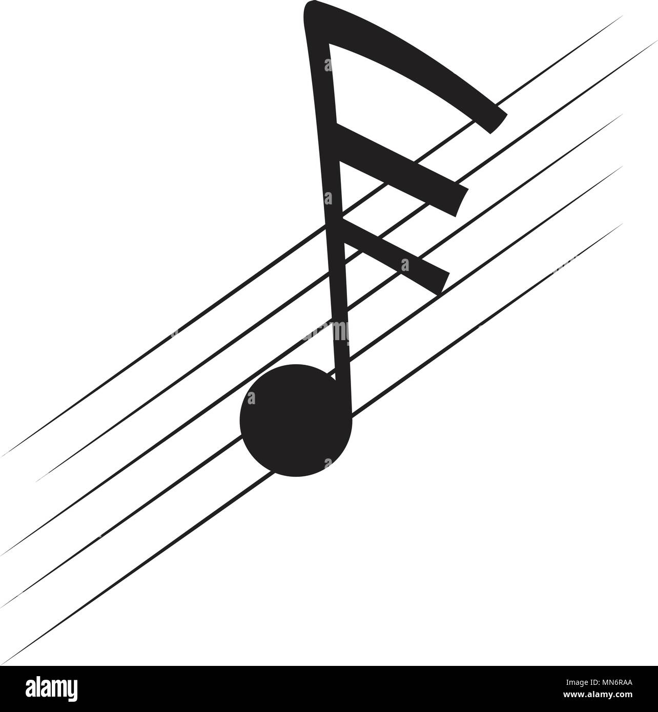 Demisemiquaver isolato nota su un pentacolo. Illustrazione Vettoriale design Illustrazione Vettoriale