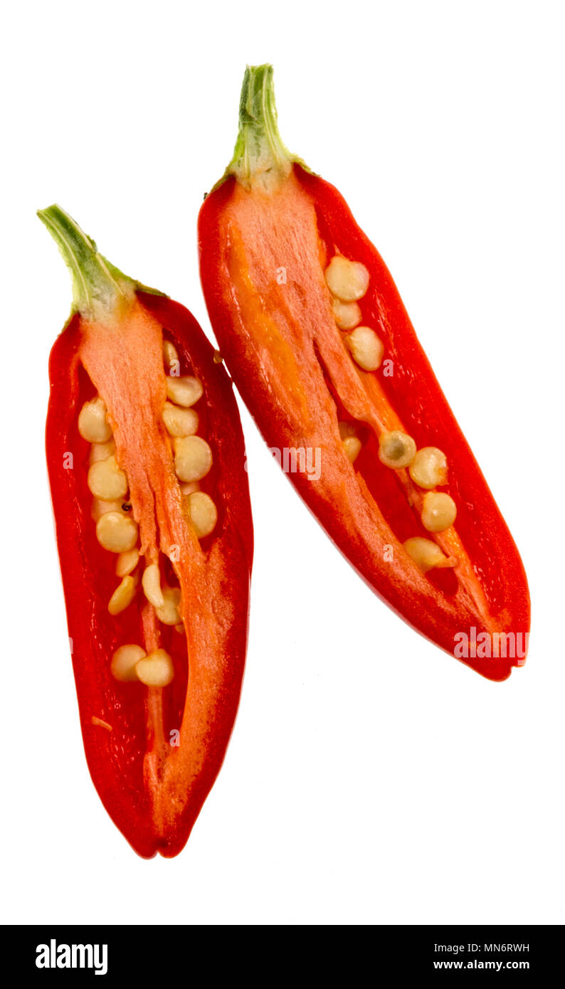 La Birds Eye o peperoncino tailandese, è di piccole dimensioni e peperoncino cultivar della specie Capsicum annuum. È molto calda (piccante) con un aroma floreale, com Foto Stock