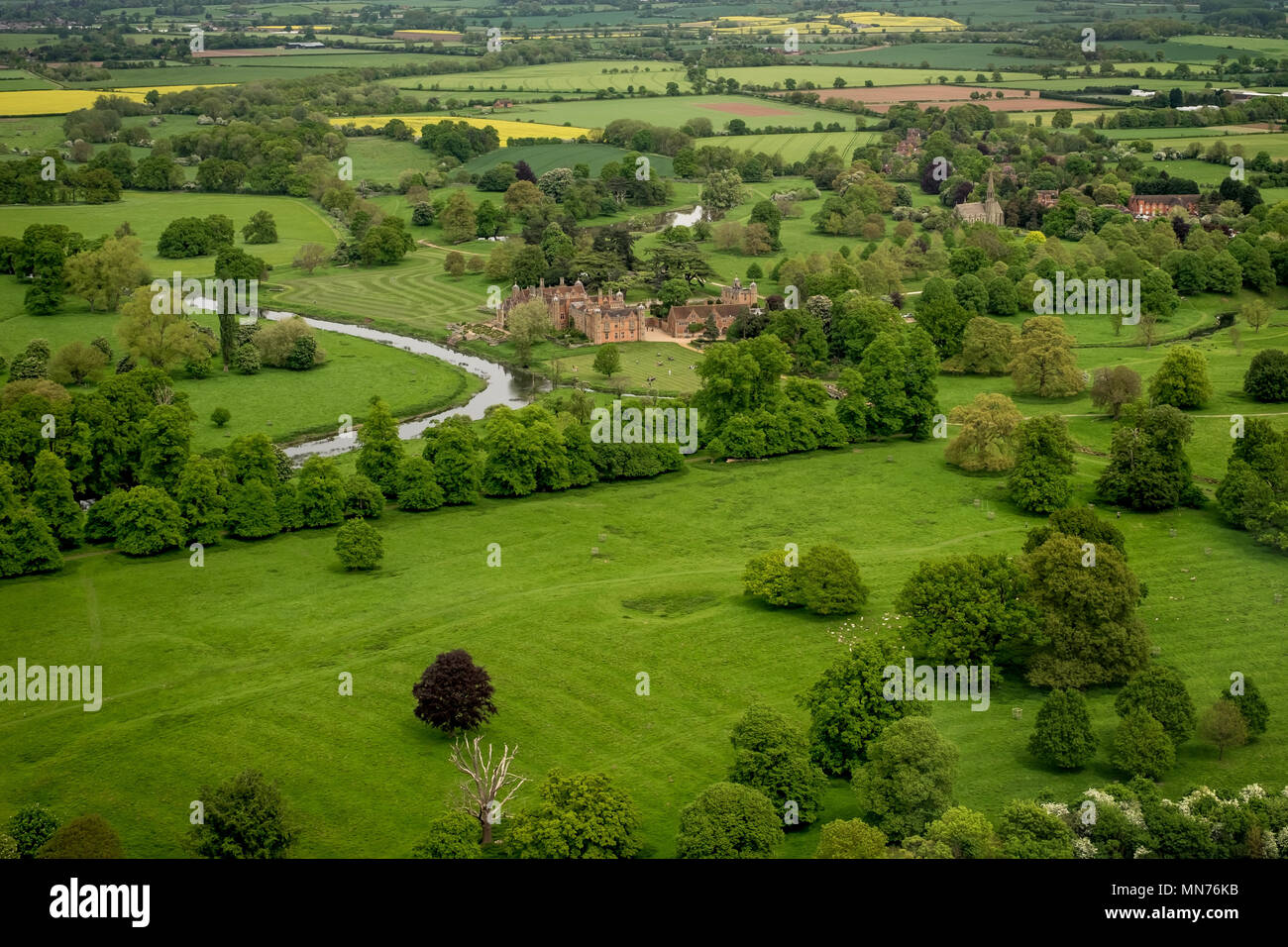 Vista aerea del Parco Charlcote, Wellesbourne, Warwickshire Foto Stock