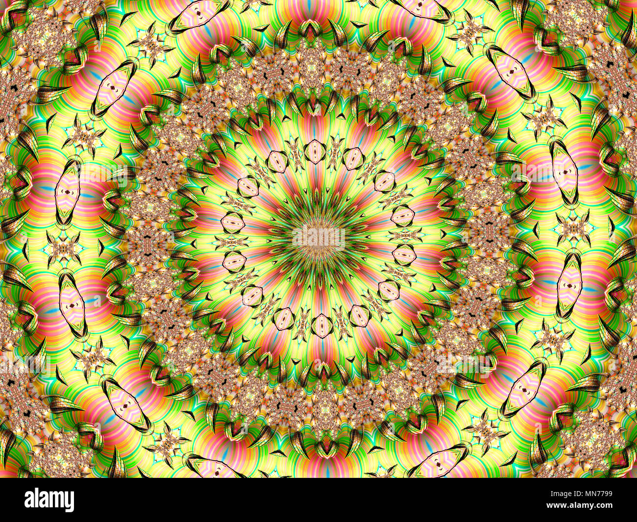 Caleidoscopio stella in verde e rosso Foto Stock