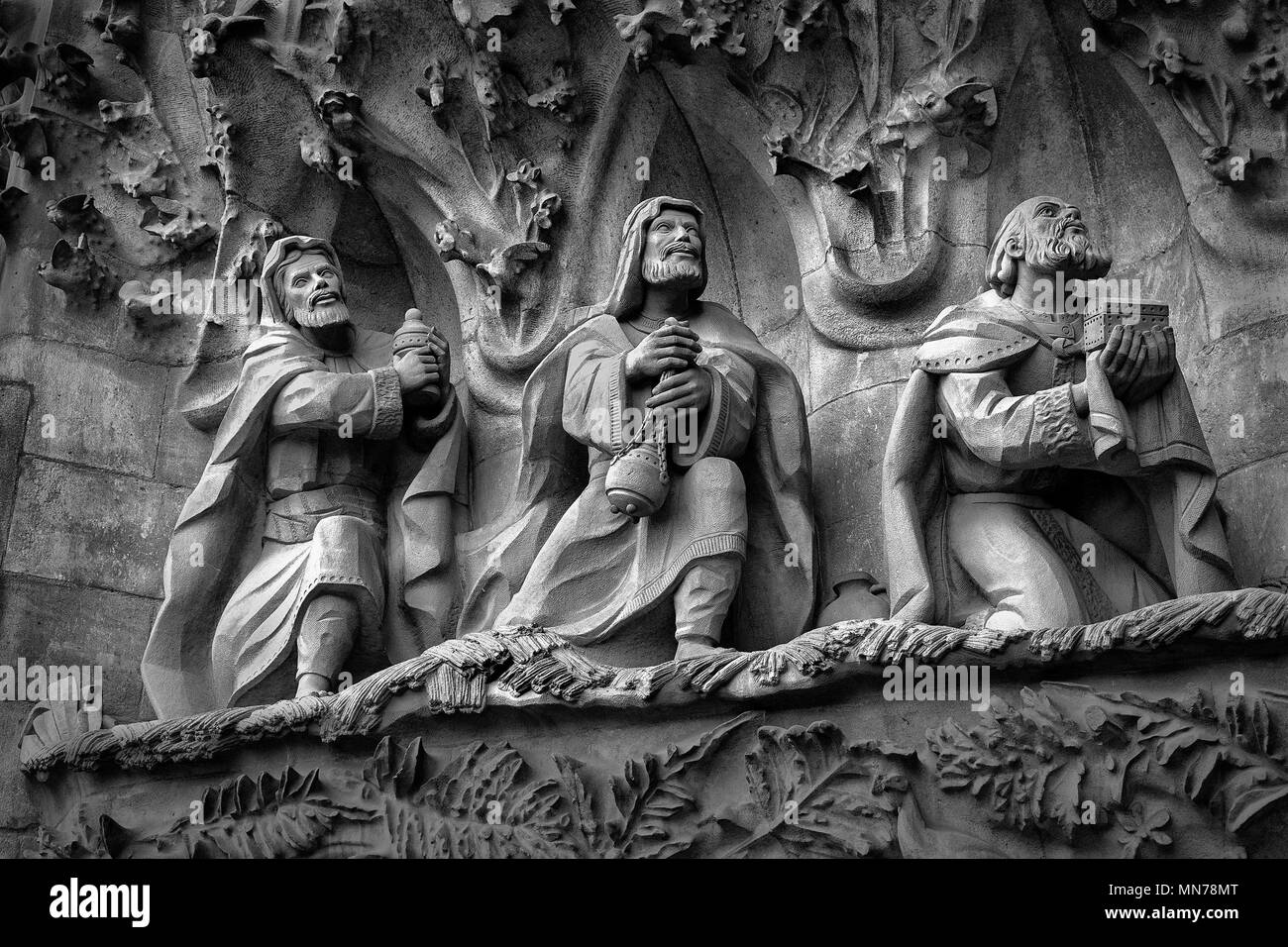 Tre saggi sulla Sagrada Familia Basilica Foto Stock