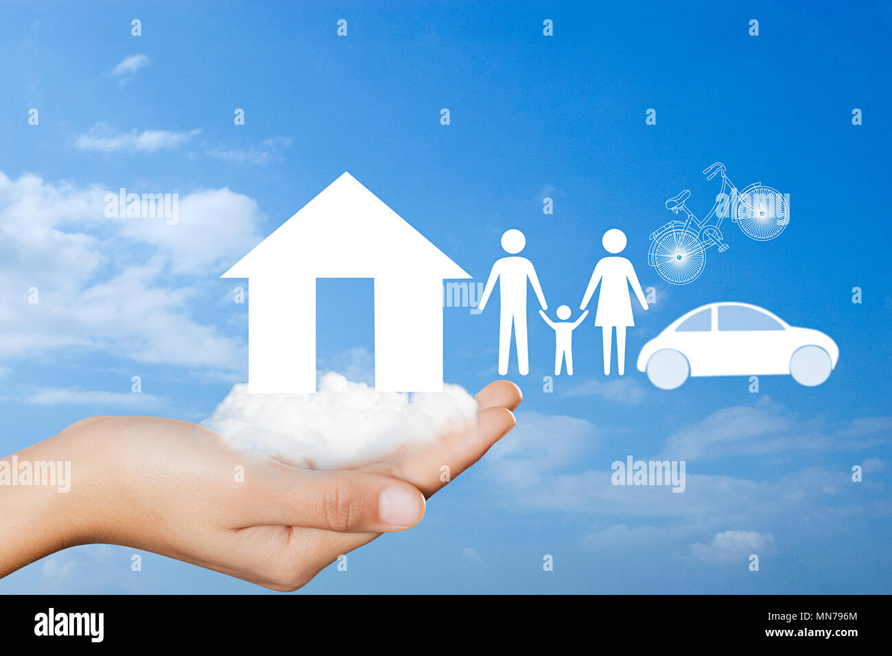 Parte di addetto alle vendite aziendali; Famiglia Casa e auto di assicurazione di protezione Foto Stock
