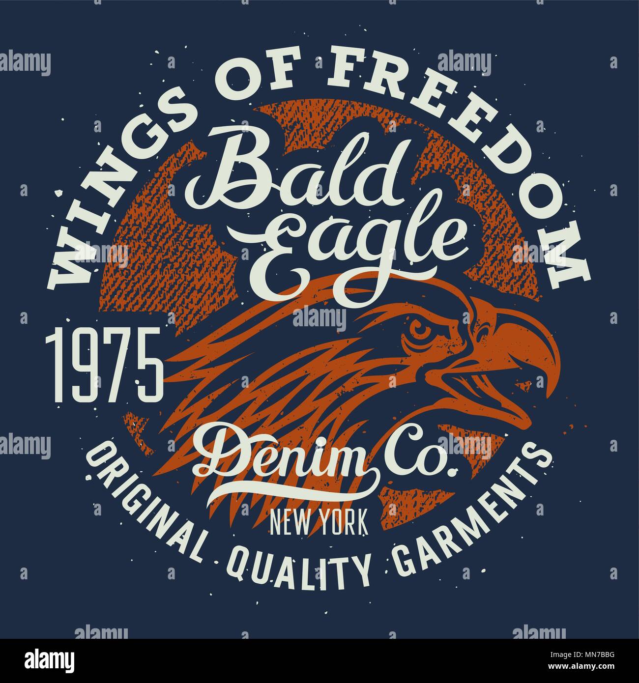 Eagle T-shirt grafica / Vintage / Tipografia Grafica Originale Tee / Grunge texture Denim Illustrazione Vettoriale