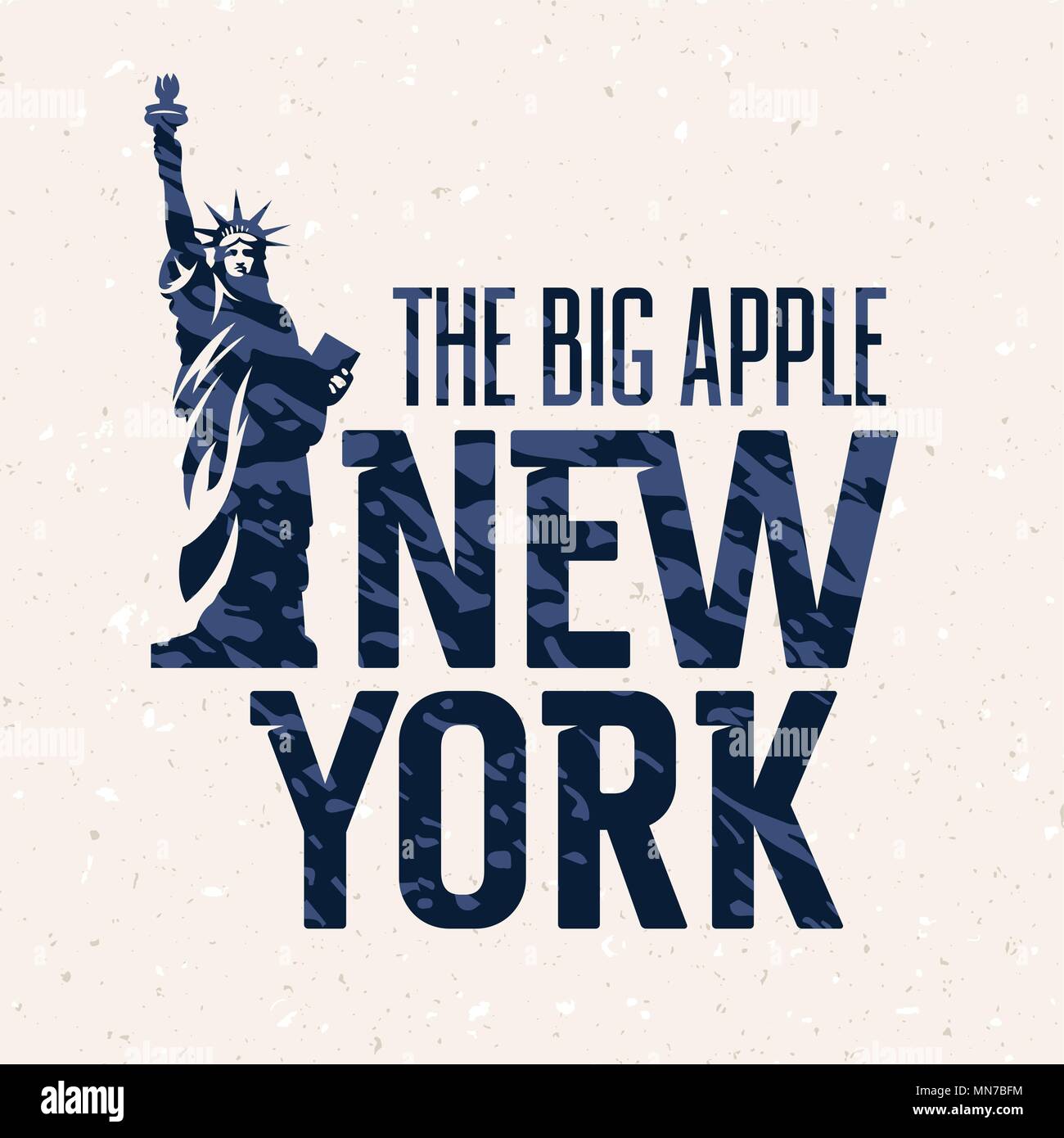 New York vintage tipografia testurizzato. T shirt moda abbigliamento stampa. Grunge background. Statua della Libertà Illustrazione Vettoriale