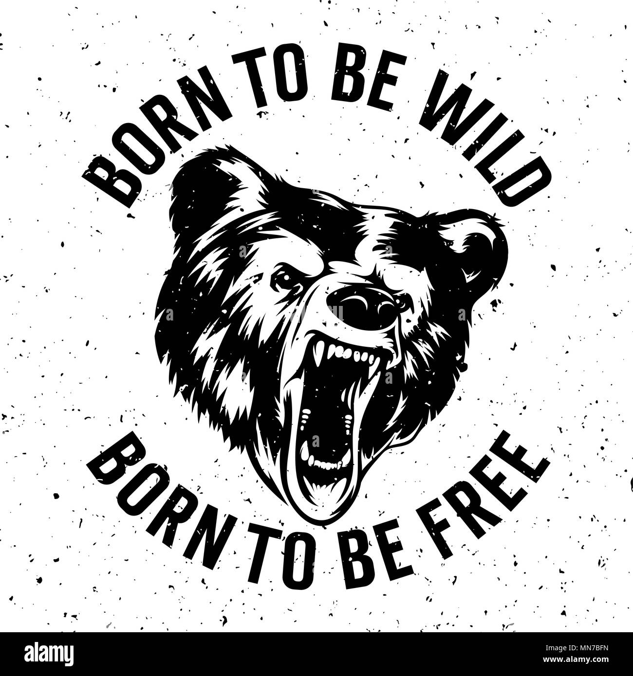 Vintage hipster tipografia con una testa di un orso grizzly su grunge background. T-shirt stampa grafici Illustrazione Vettoriale