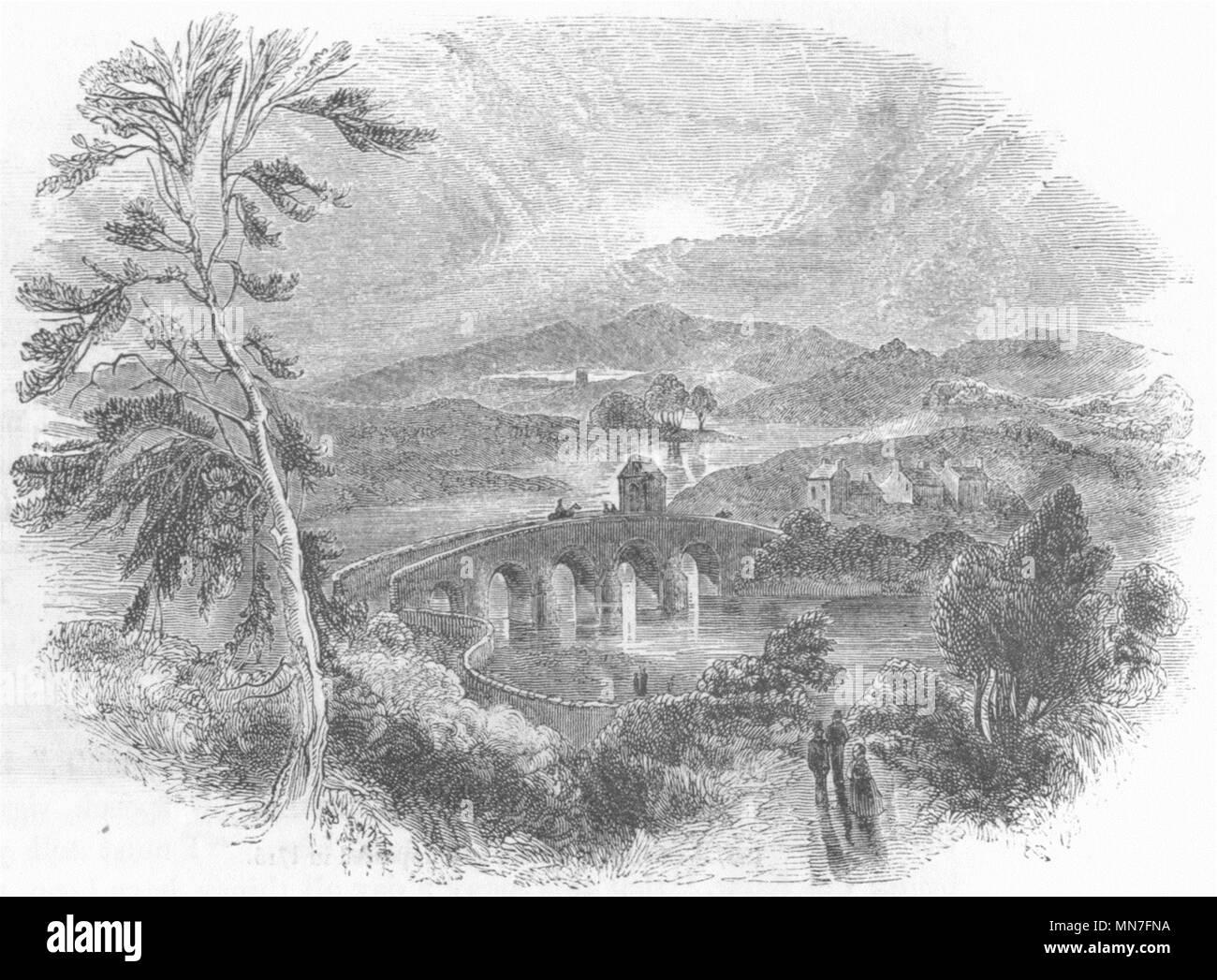 La Scozia. Bothwell Bridge, sconfitta Scozzese 1672 1845 antica immagine di stampa Foto Stock