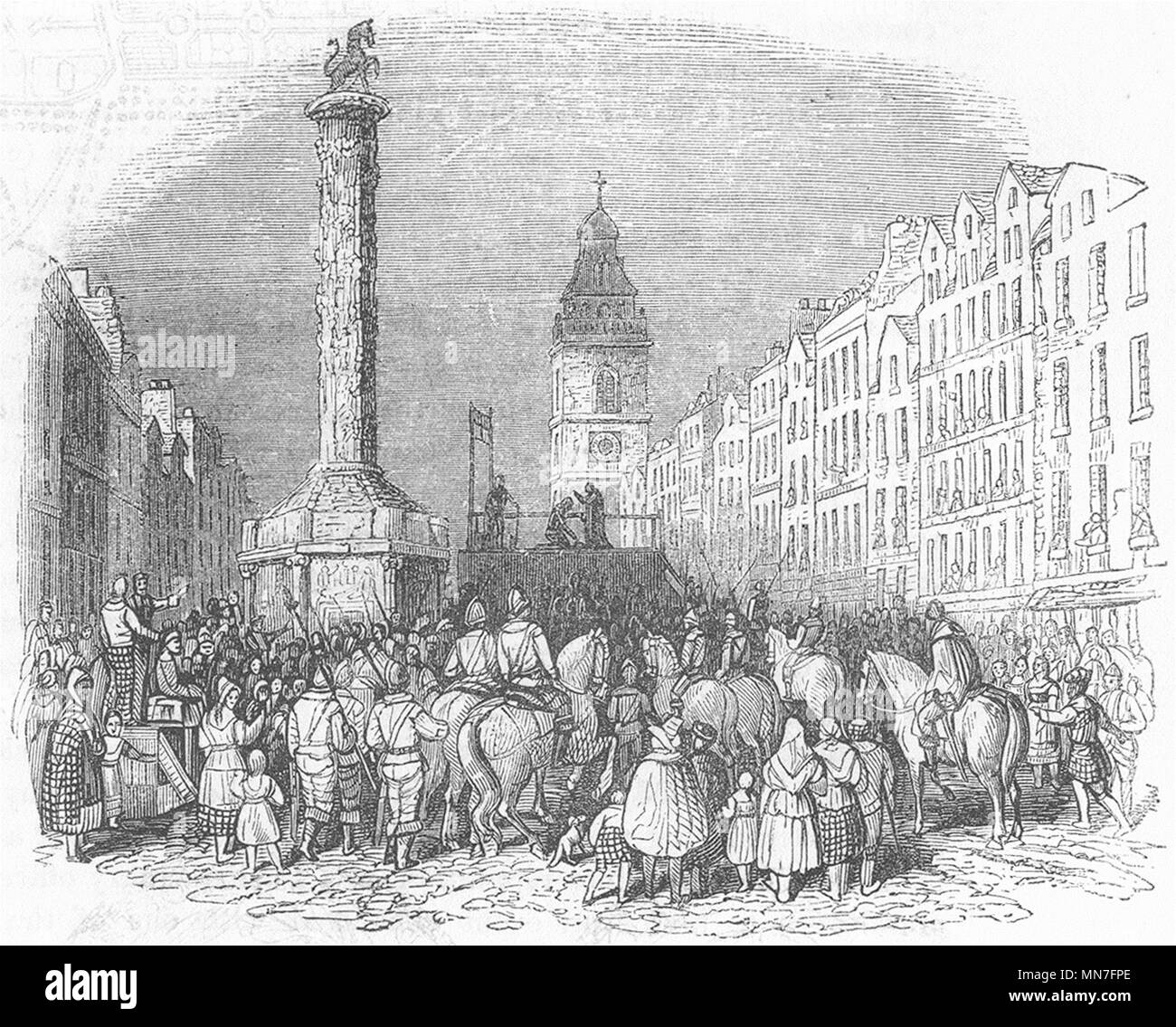 Edimburgo. Il mercato della croce . Esecuzione Argyle 1845 antica immagine di stampa Foto Stock