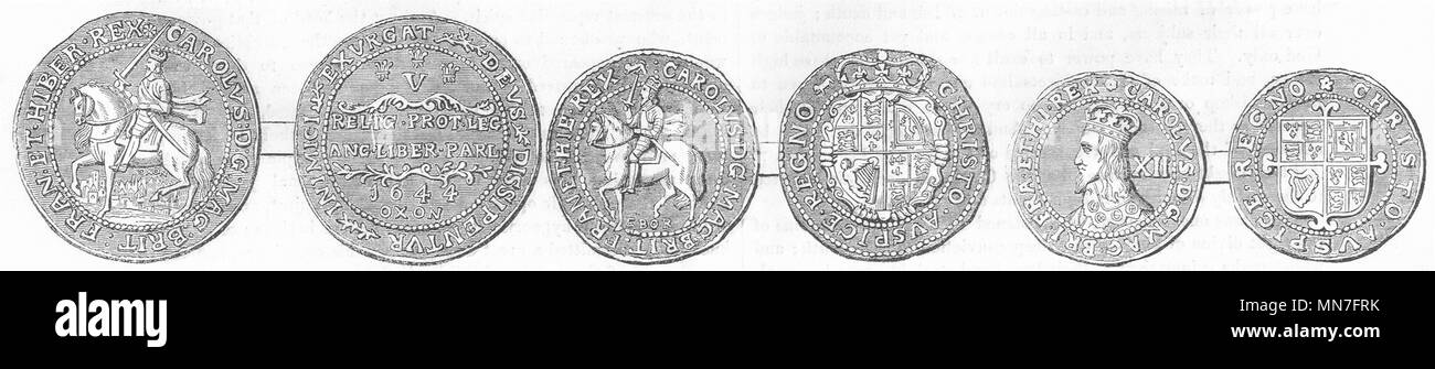 OXON. Oxford Crown; York semi-; Scellino 1845 antica immagine di stampa Foto Stock