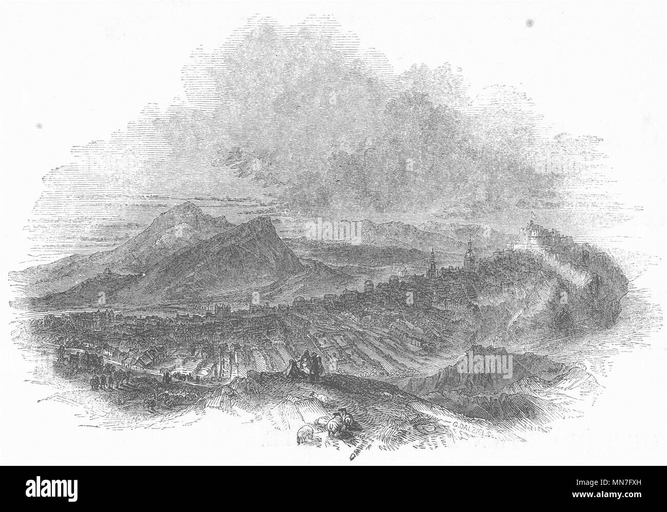 La Scozia. Edinburgh, xvii secolo 1845 antica vintage delle immagini di stampa Foto Stock