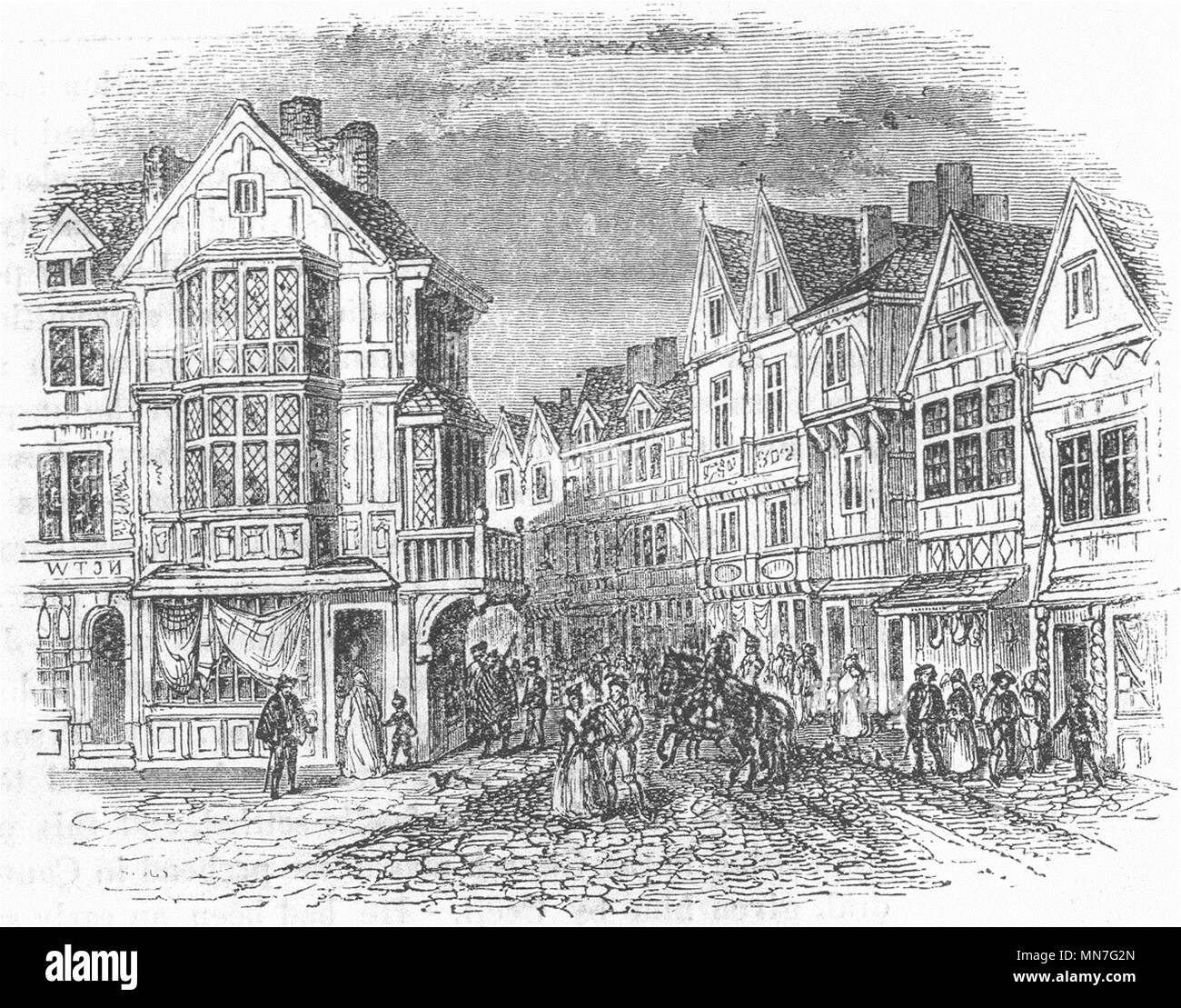 Londra. Southwark, XVI secolo 1845 antica vintage delle immagini di stampa Foto Stock