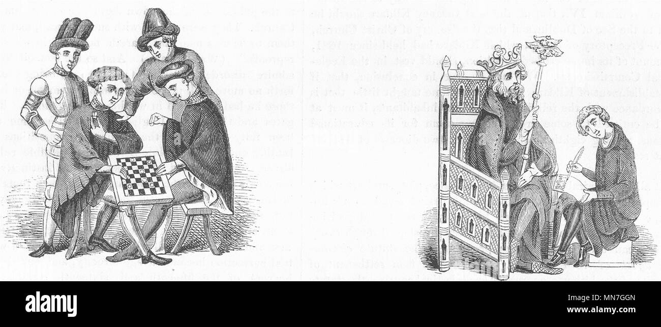 Giochi. A giocare a bozze ; Sedia 1845 antica vintage delle immagini di stampa Foto Stock