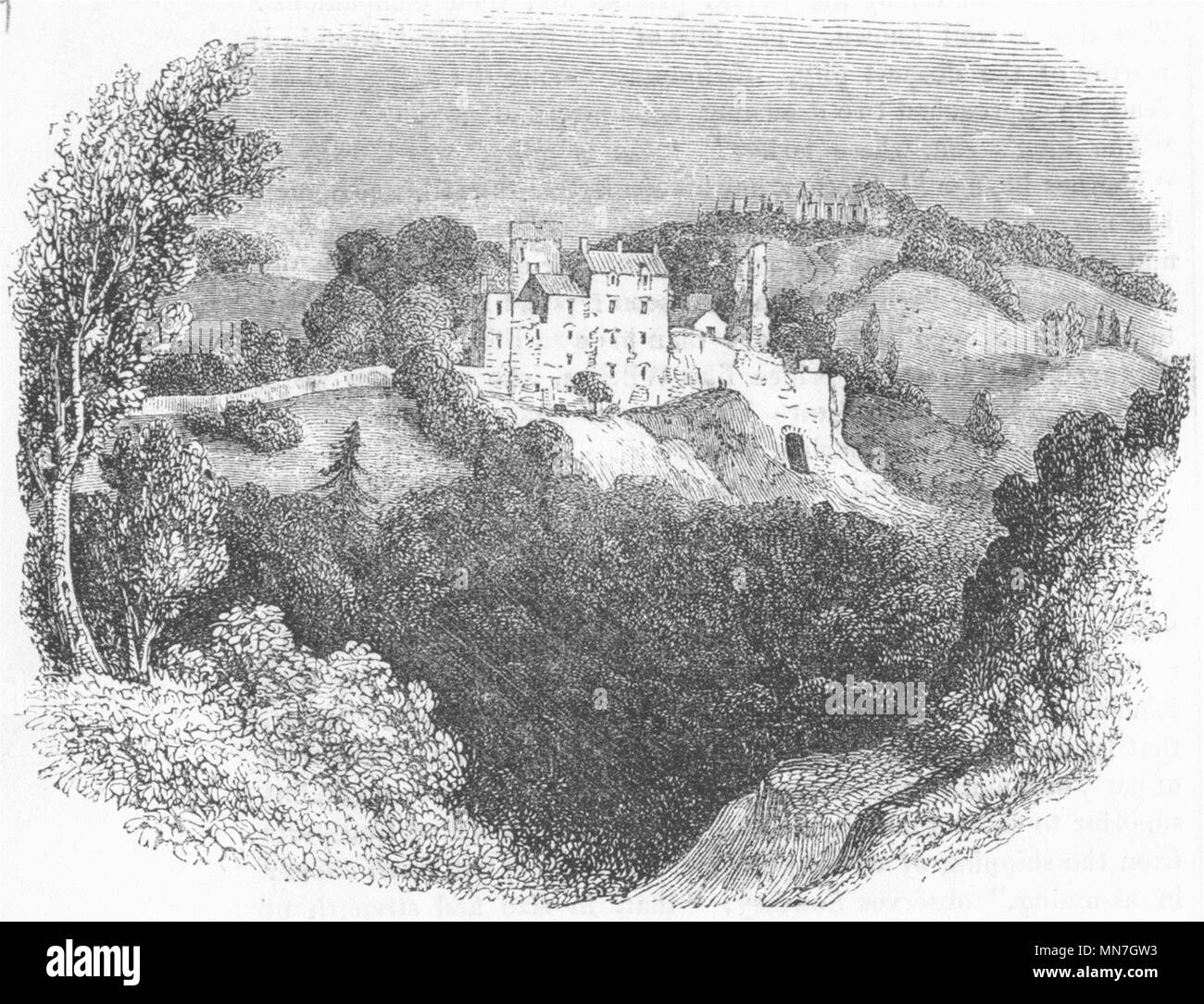 La Scozia. Rovine, Roslin Castle & Cappella 1845 antica vintage delle immagini di stampa Foto Stock